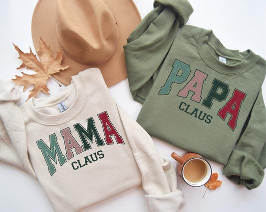 Mama Claus Papa Claus Sweatshirt – Family Christmas Vibes Gift