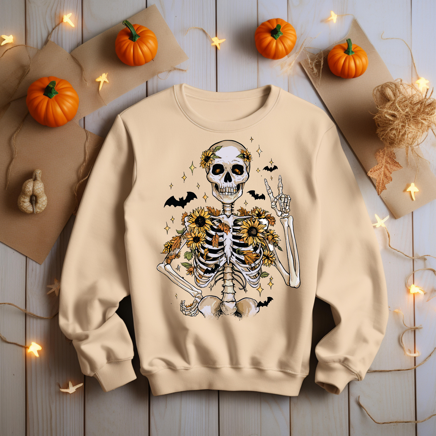 Skeleton Halloween Sweatshirt - Cozy Autumn Halloween Vibes Gift - Spooky Season Graphic Sweatshirt - Halloween Party Outfit