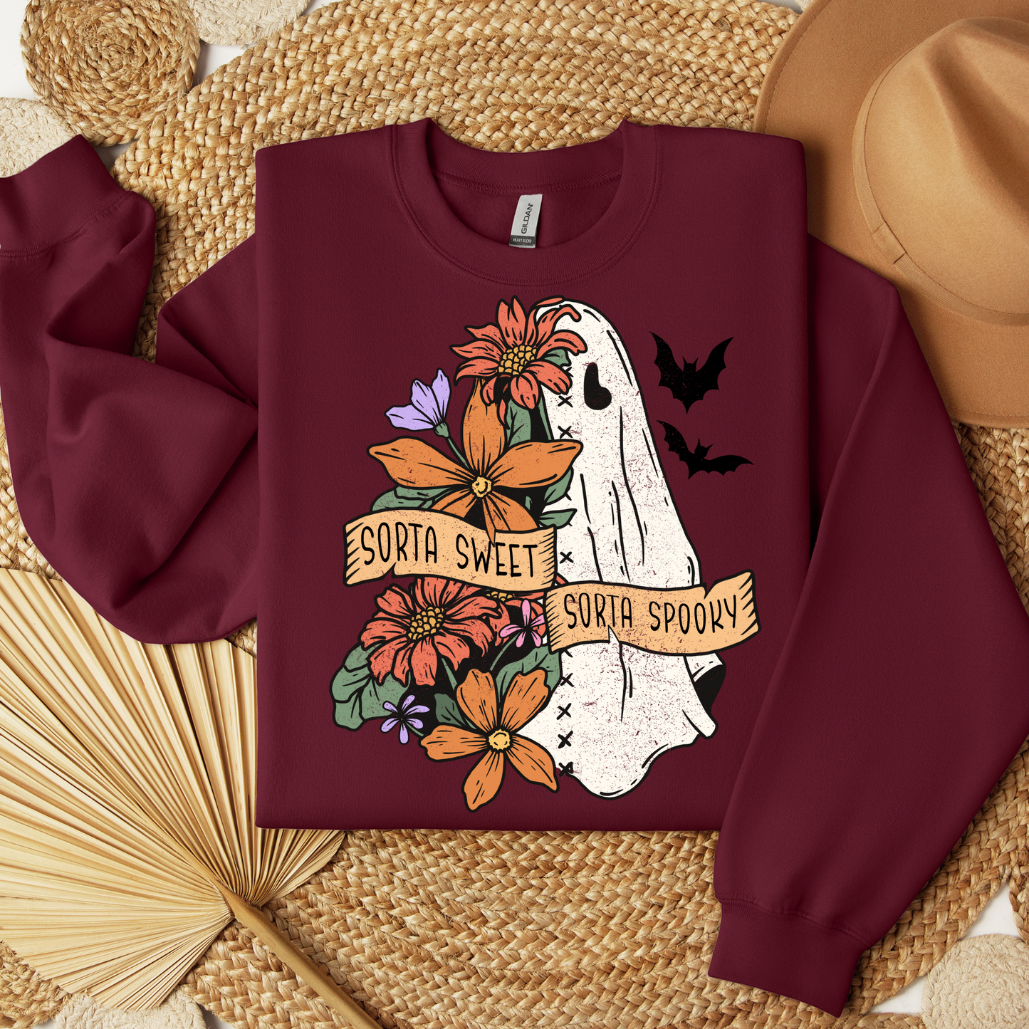 Coquette Bow Sweatshirt - Sorta Sweet Sorta Spooky Halloween Top