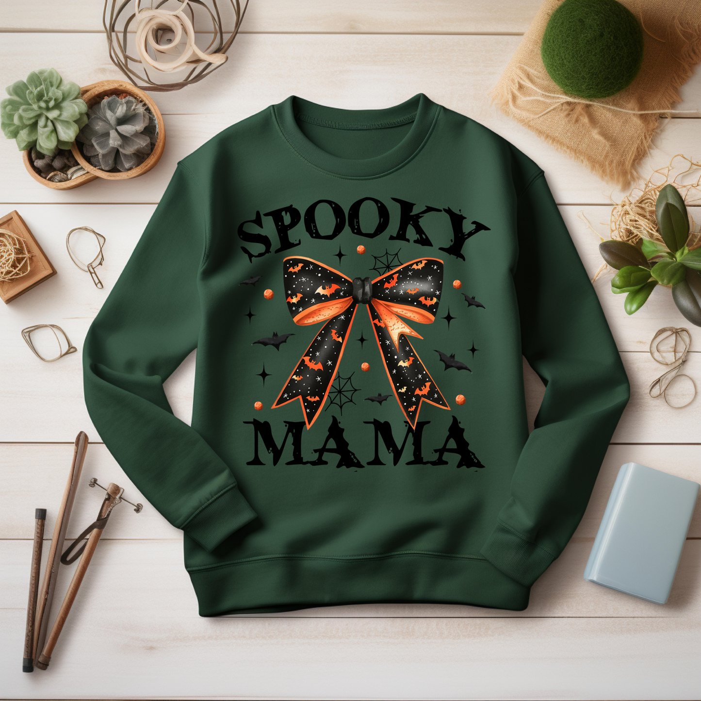 Halloween Sweatshirt - Spooky Mama Halloween Sweatshirt Cozy Autumn Halloween Vibes Gift