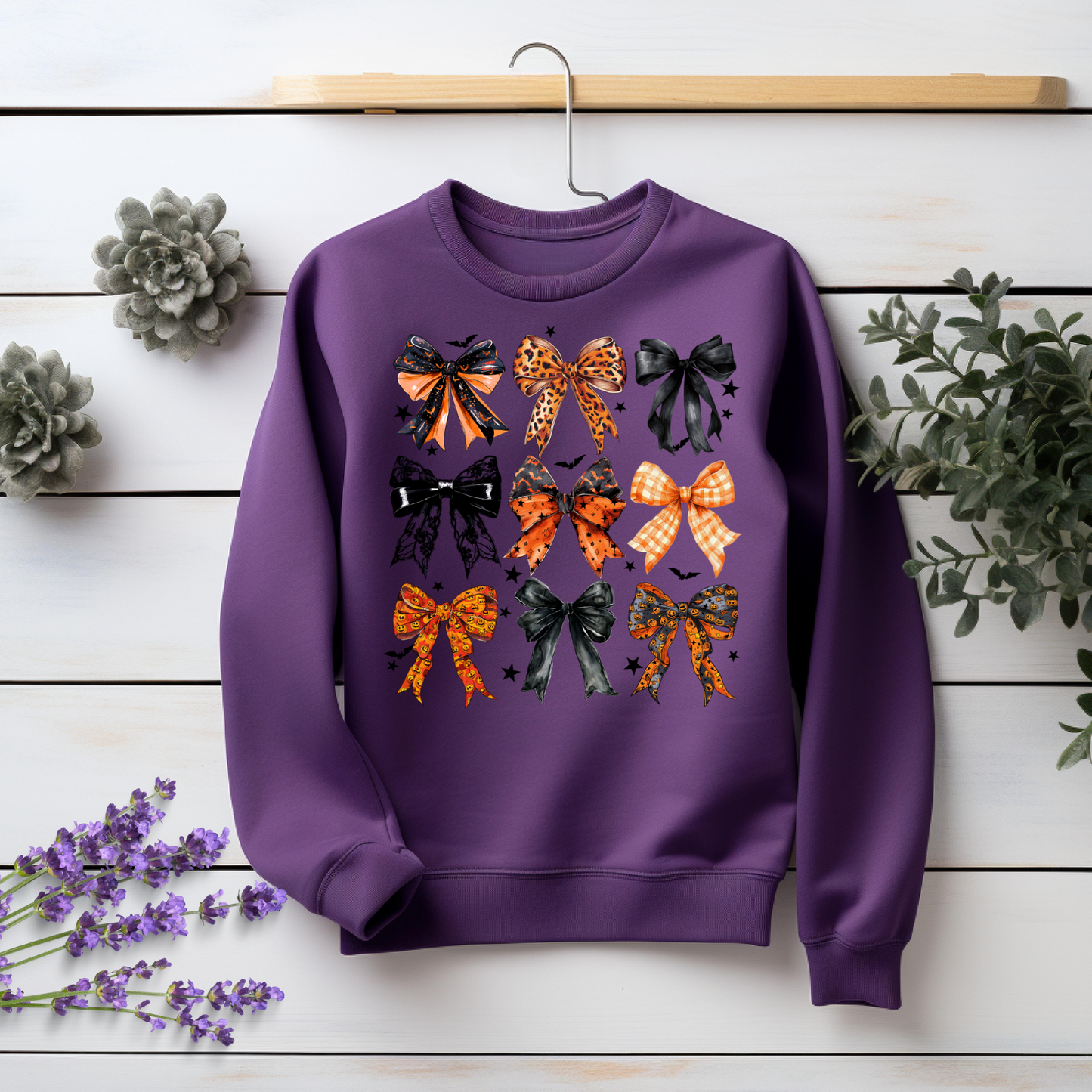 Retro Halloween Coquette Bow Sweatshirt - Cozy Autumn Halloween Vibes Gift - Spooky Season Graphic Sweatshirt