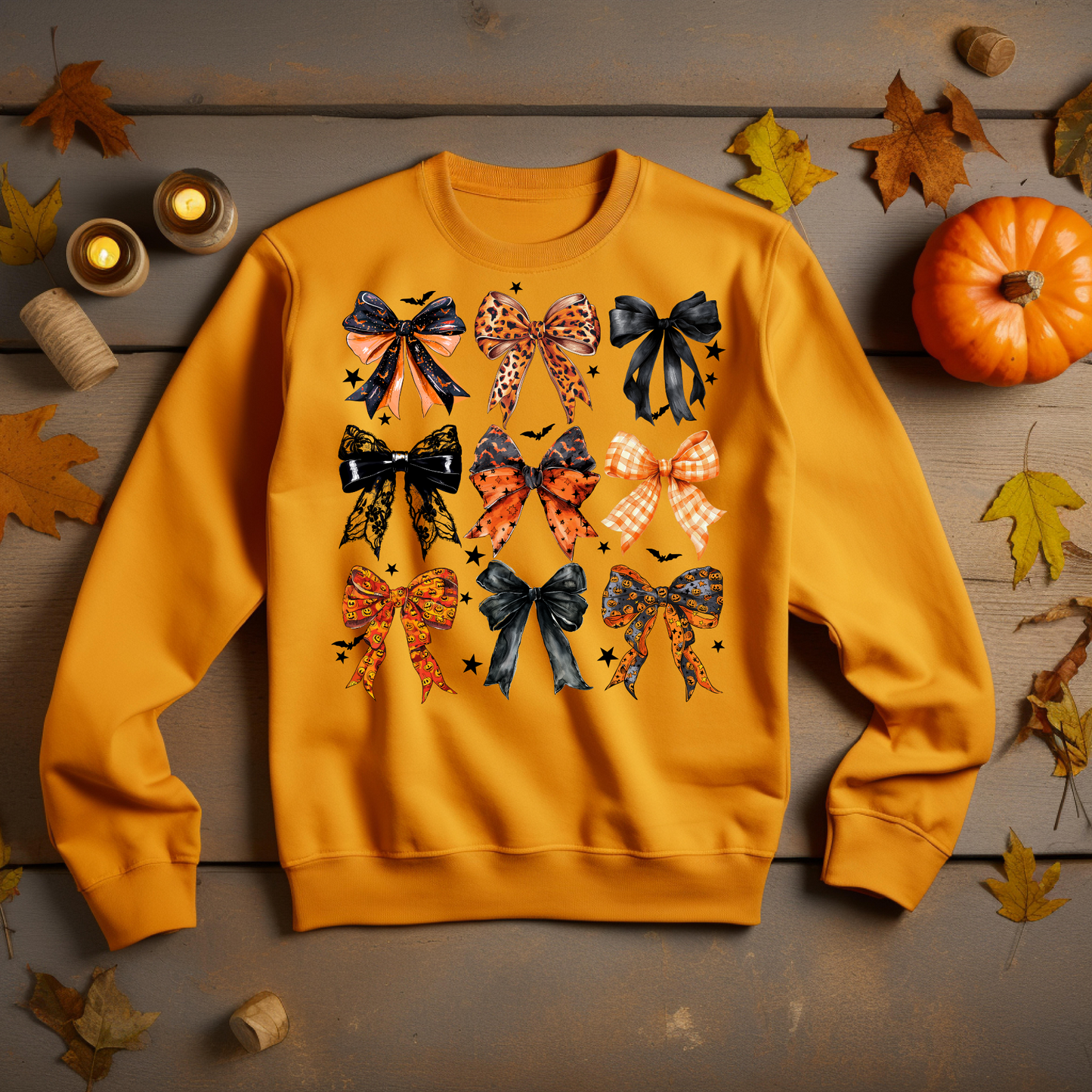 Retro Halloween Coquette Bow Sweatshirt - Cozy Autumn Halloween Vibes Gift