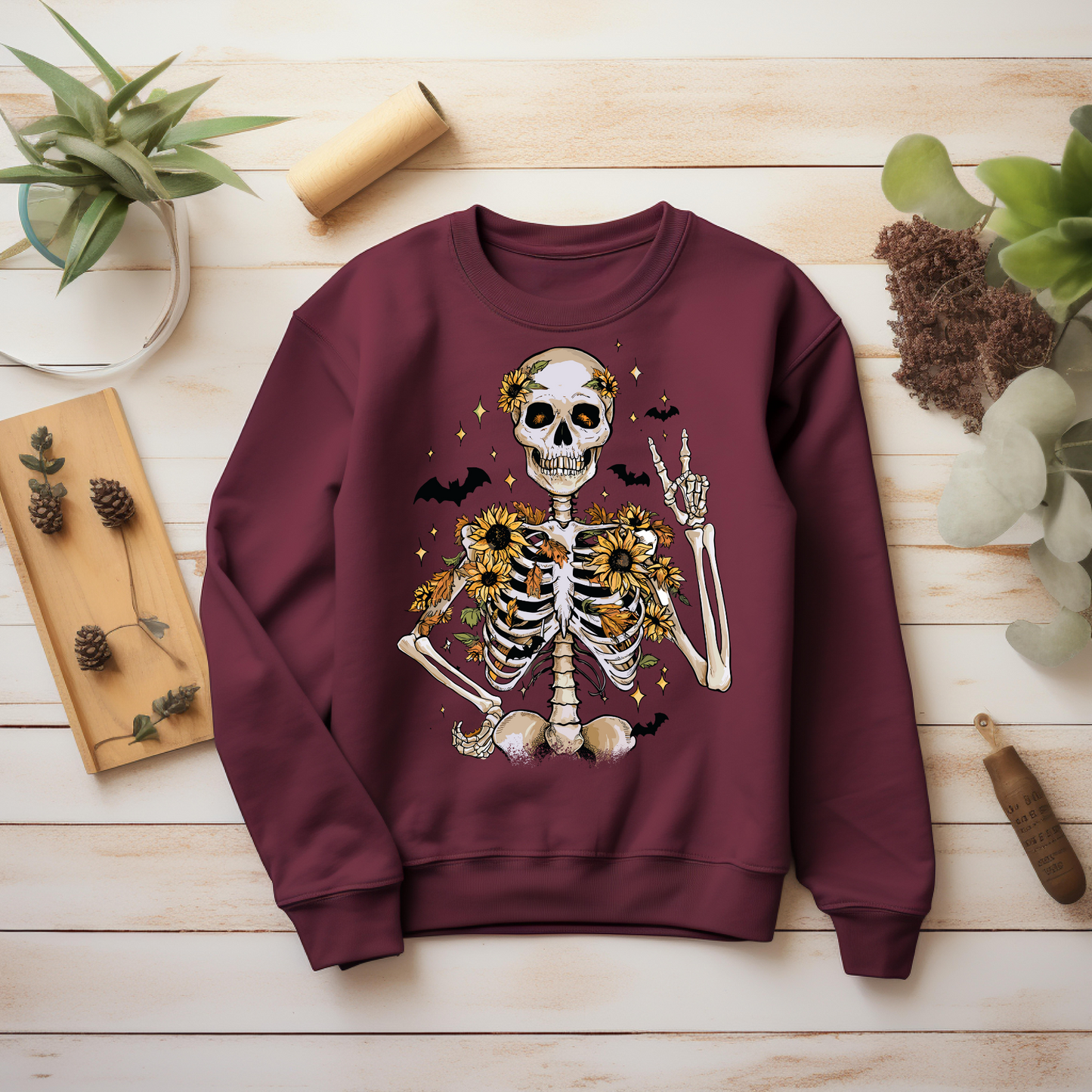 Skeleton Halloween Sweatshirt - Cozy Autumn Halloween Vibes Gift - Spooky Season Graphic Sweatshirt - Halloween Party Outfit