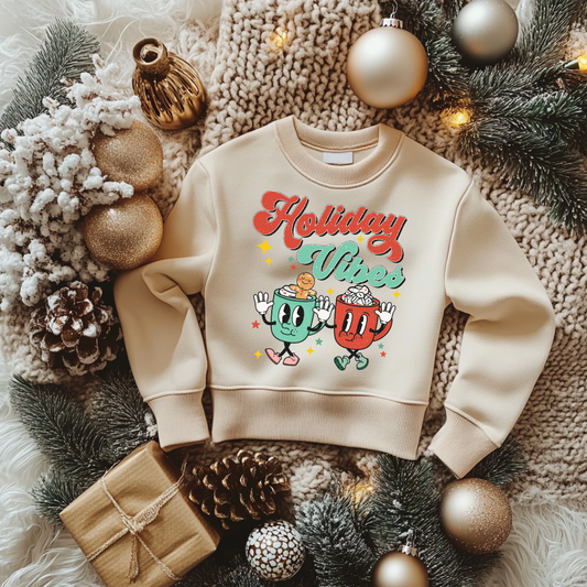 Holiday Vibes Christmas Sweatshirt Toddler