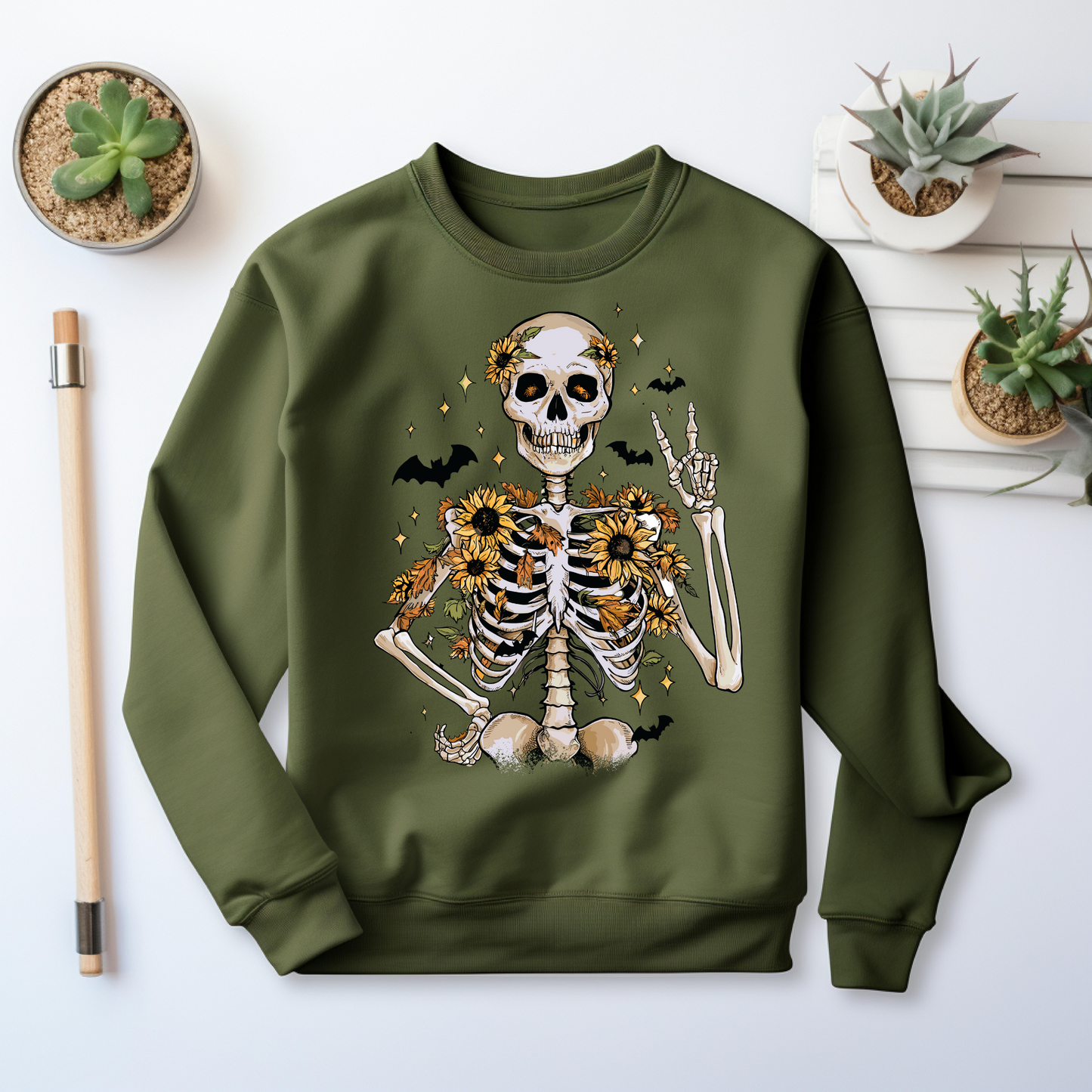 Skeleton Halloween Sweatshirt - Cozy Autumn Halloween Vibes Gift - Spooky Season Graphic Sweatshirt - Halloween Party Outfit