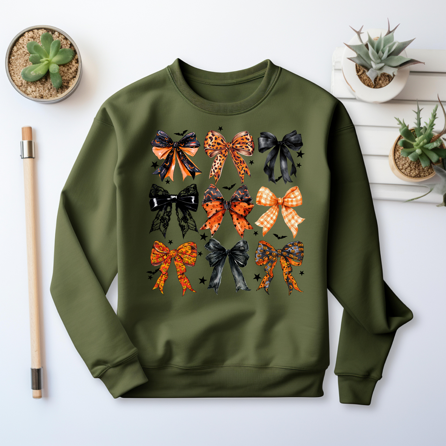 Retro Halloween Coquette Bow Sweatshirt - Cozy Autumn Halloween Vibes Gift - Spooky Season Graphic Sweatshirt