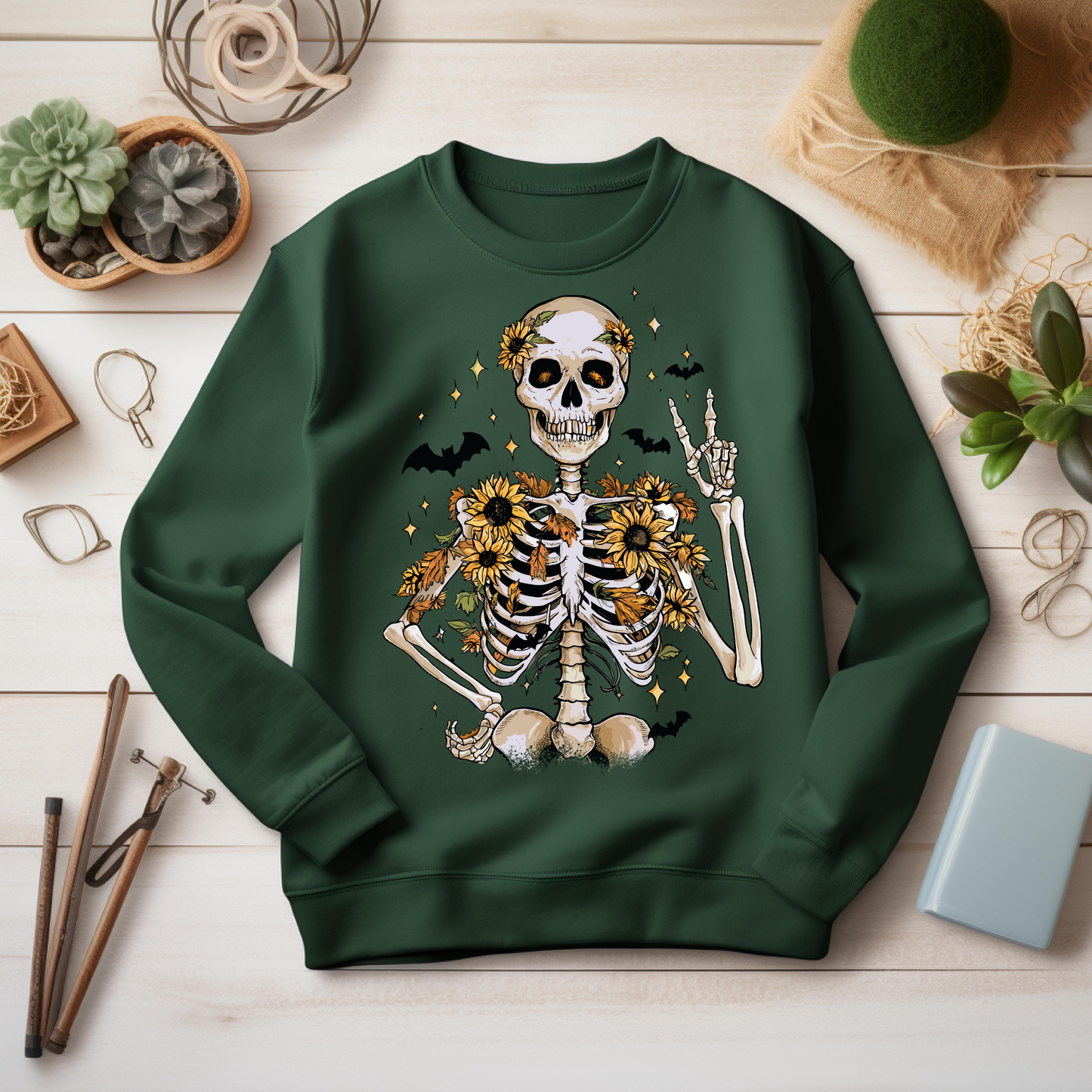 Skeleton Halloween Sweatshirt - Cozy Autumn Halloween Vibes Gift - Spooky Season Graphic Sweatshirt - Halloween Party Outfit