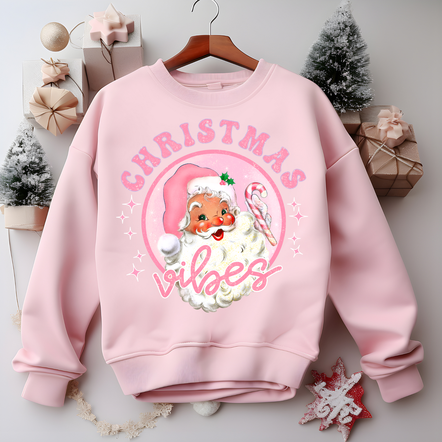 Christmas Vibes Santa Retro Christmas Sweatshirt – Perfect Holiday Gift for Christmas