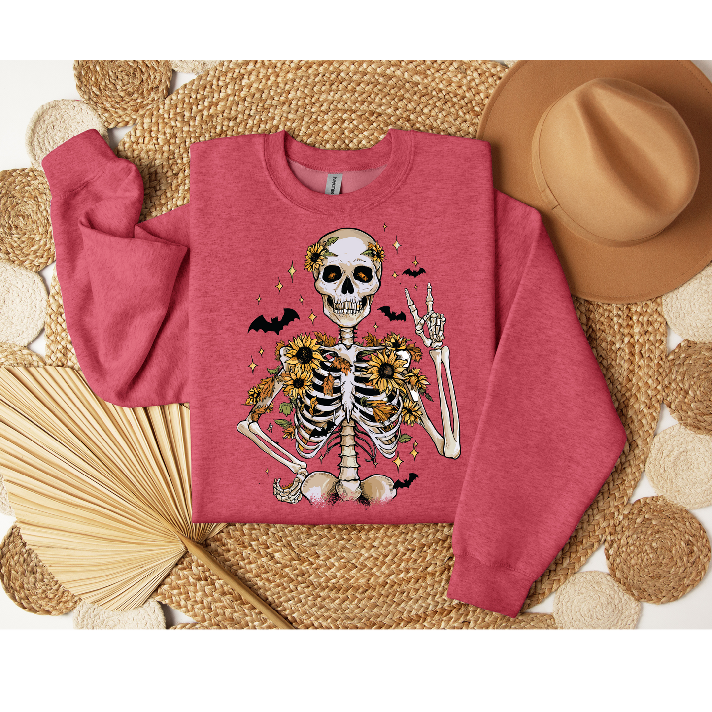 Skeleton Halloween Sweatshirt - Cozy Autumn Halloween Vibes Gift - Spooky Season Graphic Sweatshirt - Halloween Party Outfit