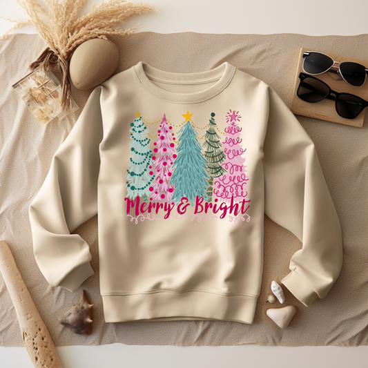 Merry And Bright Sweatshirt – Christmas Vibes Gift