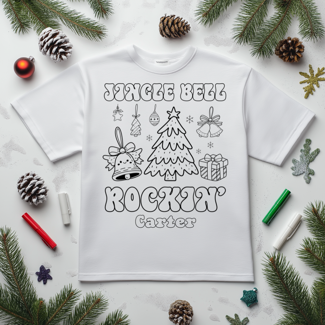 Personalized Christmas Coloring Shirt for Kids