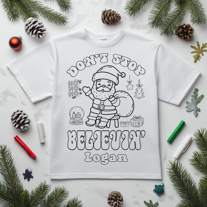 Personalized Christmas Coloring Shirt for Kids