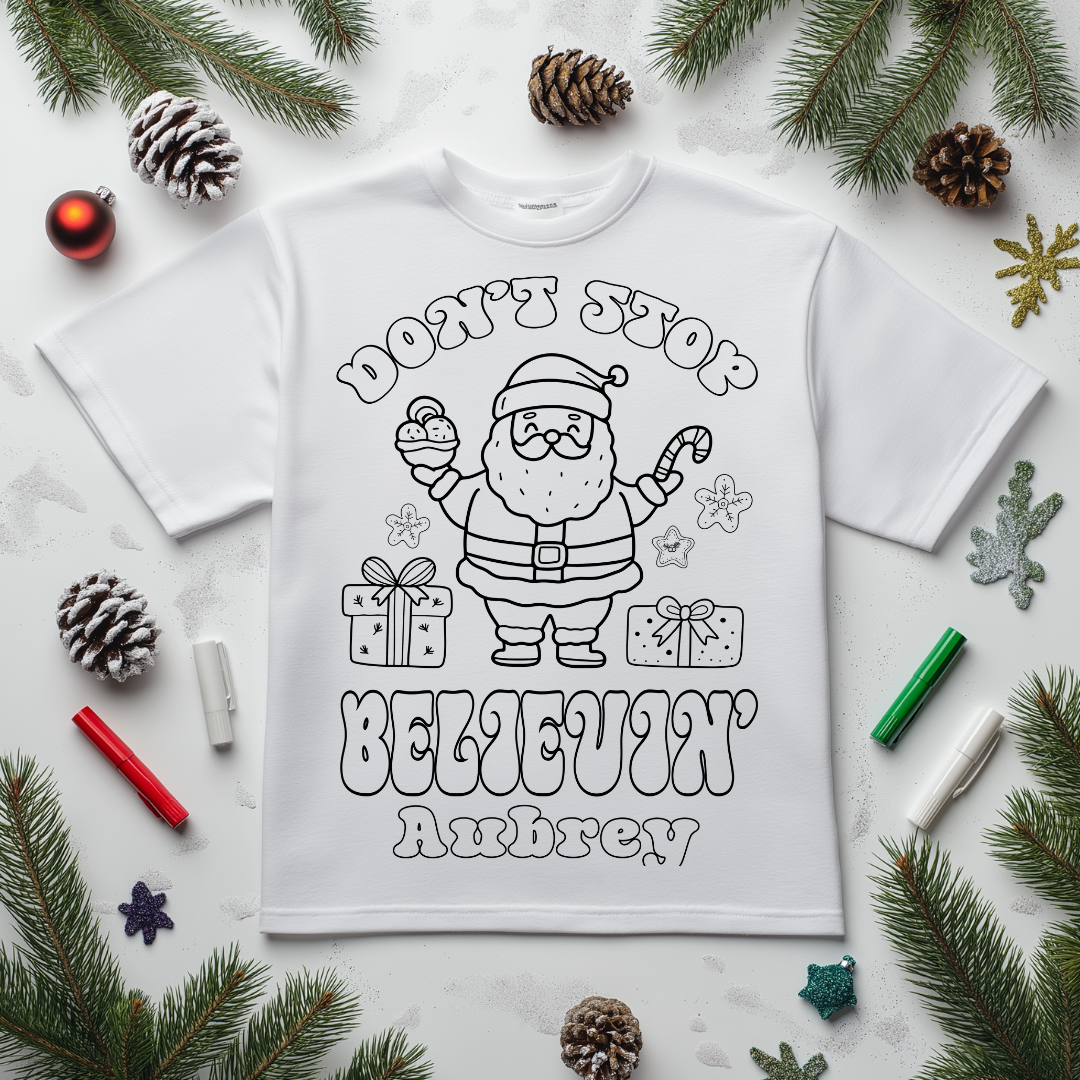 Personalized Christmas Coloring Shirt for Kids