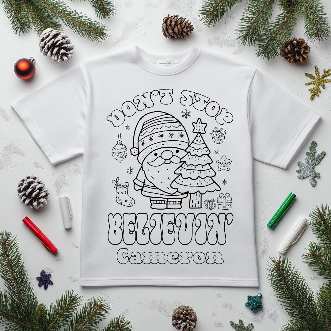 Personalized Christmas Coloring Shirt for Kids