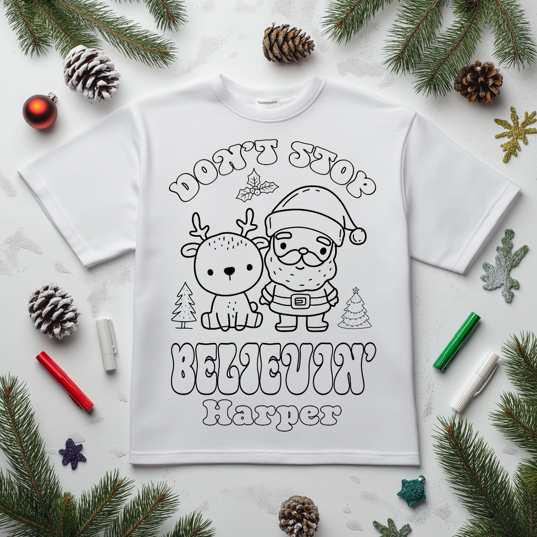 Personalized Christmas Coloring Shirt for Kids