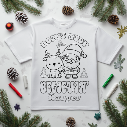 Personalized Christmas Coloring Shirt for Kids