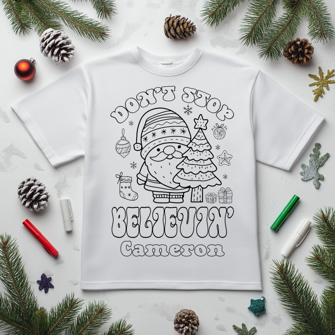 Personalized Christmas Coloring Shirt for Kids