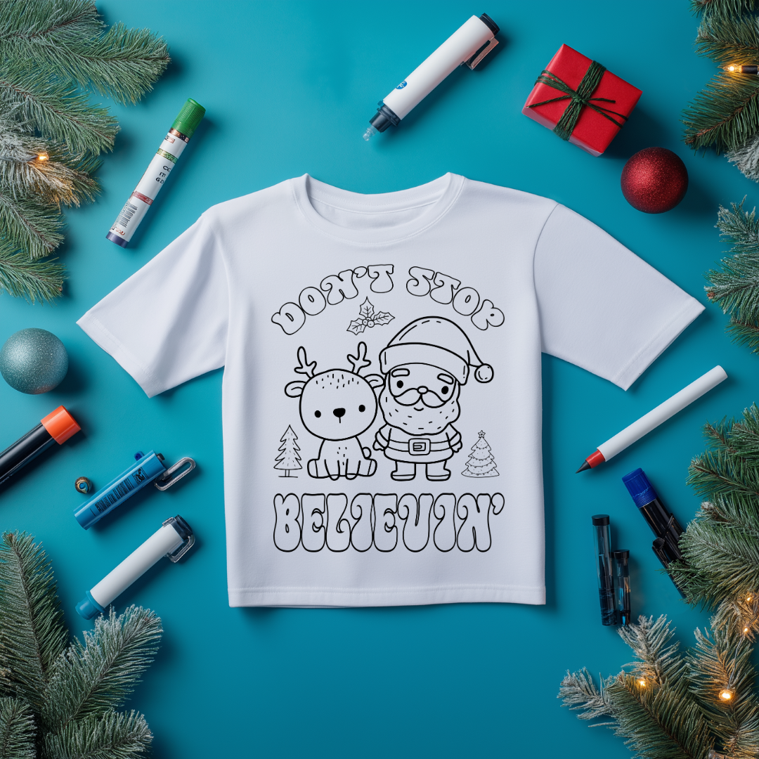 Personalized Christmas Coloring Shirt for Kids