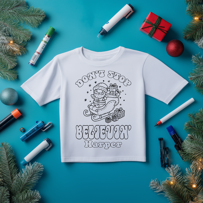 Personalized Christmas Coloring Shirt for Kids