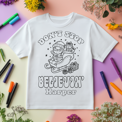 Personalized Christmas Coloring Shirt for Kids