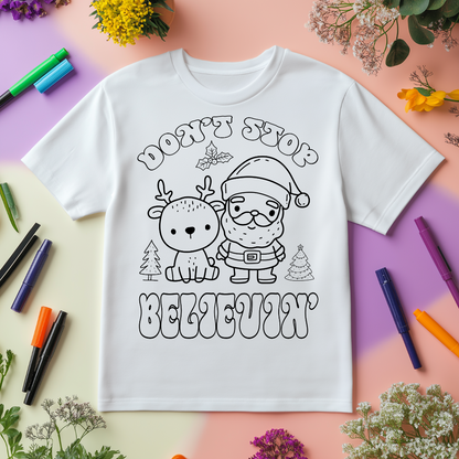 Personalized Christmas Coloring Shirt for Kids