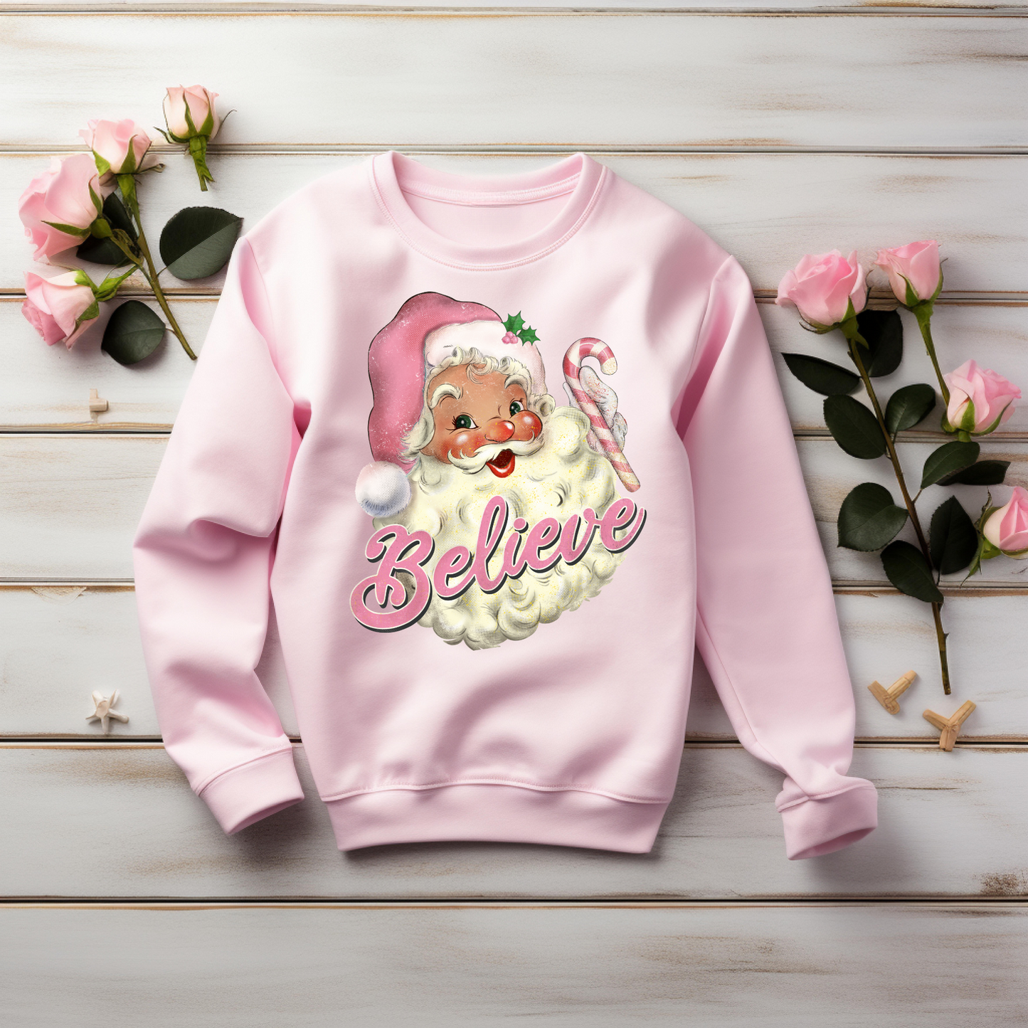 Pink Santa Retro Christmas Sweatshirt – Perfect Holiday Gift for Christmas