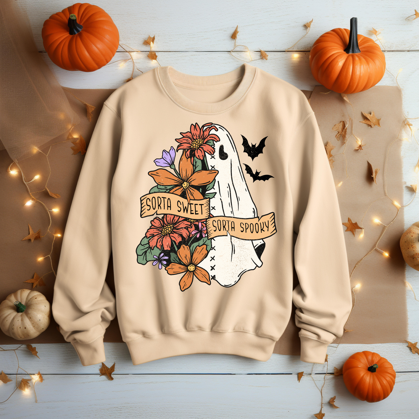 Coquette Bow Sweatshirt - Sorta Sweet Sorta Spooky Halloween Top