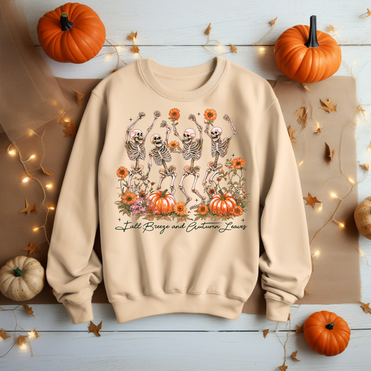 Skeleton Pumpkin Halloween Sweatshirt - Cozy Autumn Halloween Vibes Gift