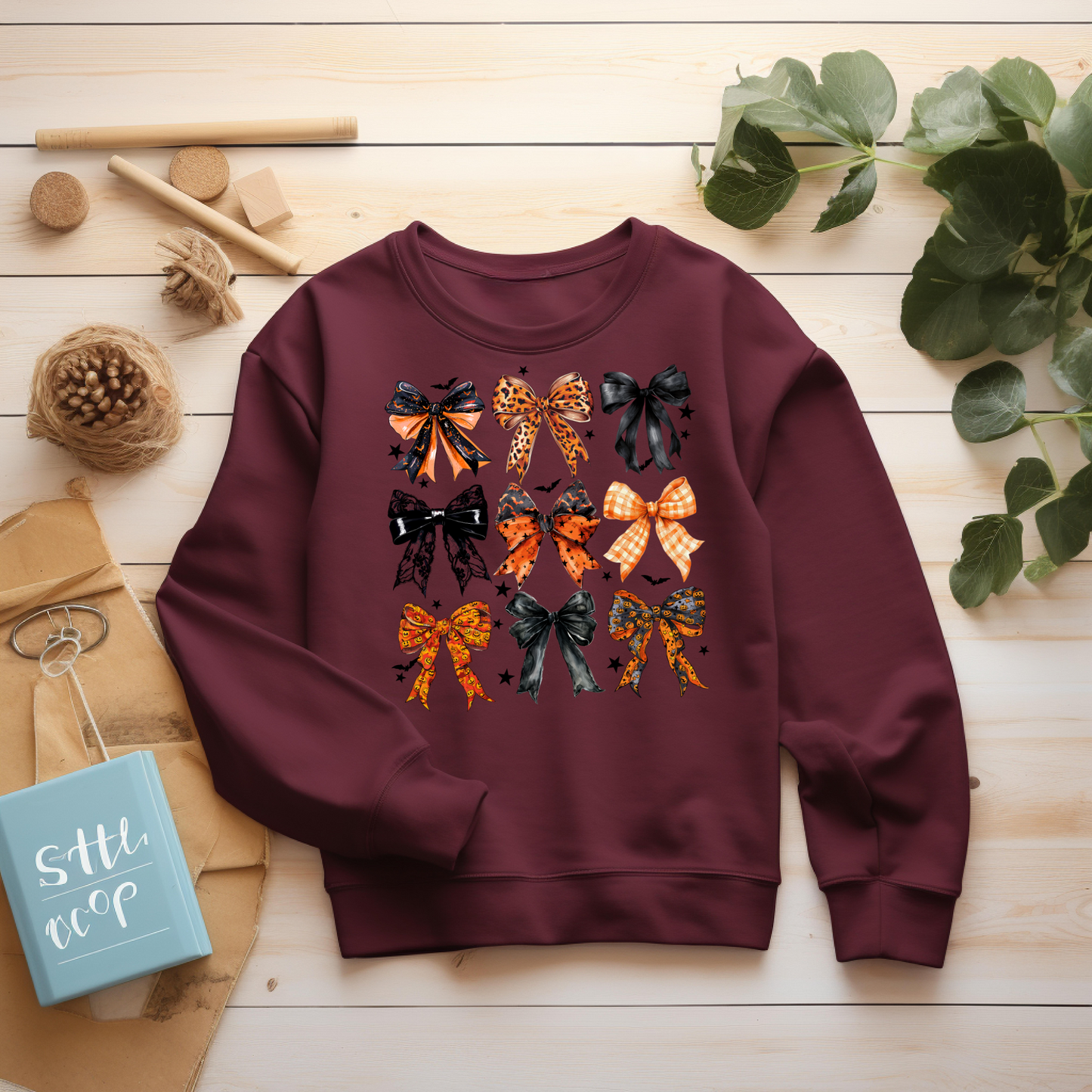 Retro Halloween Coquette Bow Sweatshirt - Cozy Autumn Halloween Vibes Gift