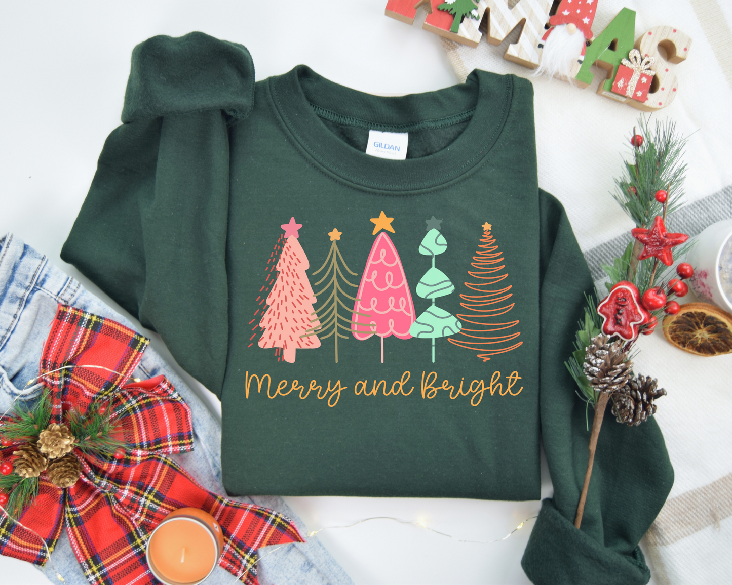 Merry And Bright Sweatshirt – Christmas Vibes Gift