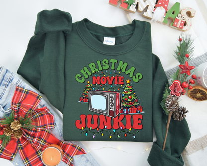 Christmas Movie Junkie Sweatshirt – Christmas Vibes Gift