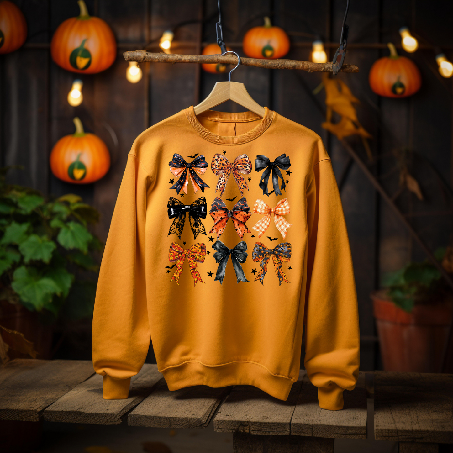 Retro Halloween Coquette Bow Sweatshirt - Cozy Autumn Halloween Vibes Gift