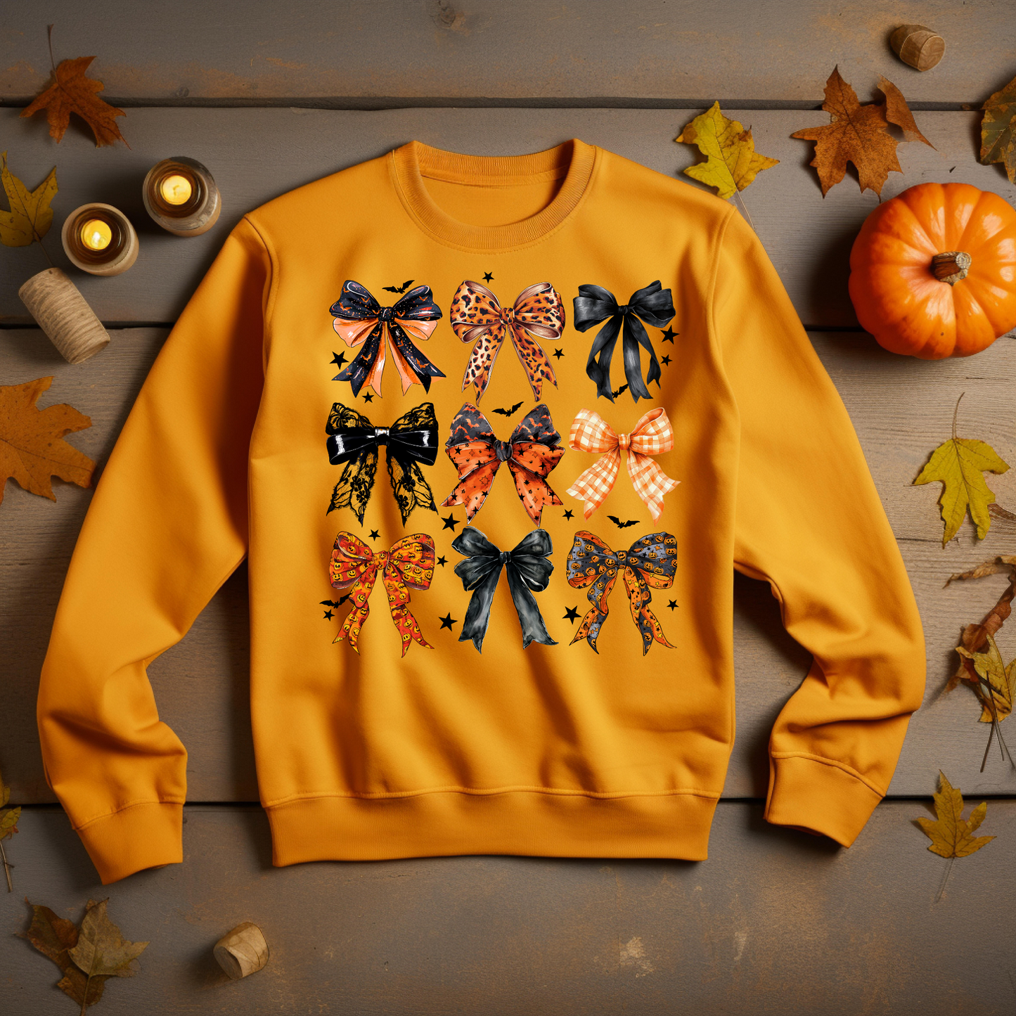 Retro Halloween Coquette Bow Sweatshirt - Cozy Autumn Halloween Vibes Gift - Spooky Season Graphic Sweatshirt