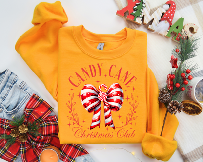 Candy Cane Bow, Christmas Coquette Bow Sweatshirt – Christmas Vibes Gift