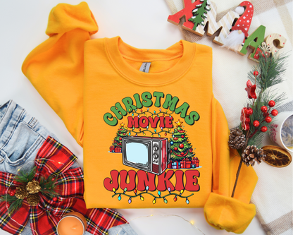 Christmas Movie Junkie Sweatshirt – Christmas Vibes Gift