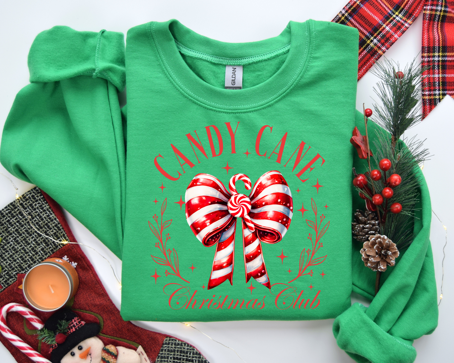 Candy Cane Bow, Christmas Coquette Bow Sweatshirt – Christmas Vibes Gift