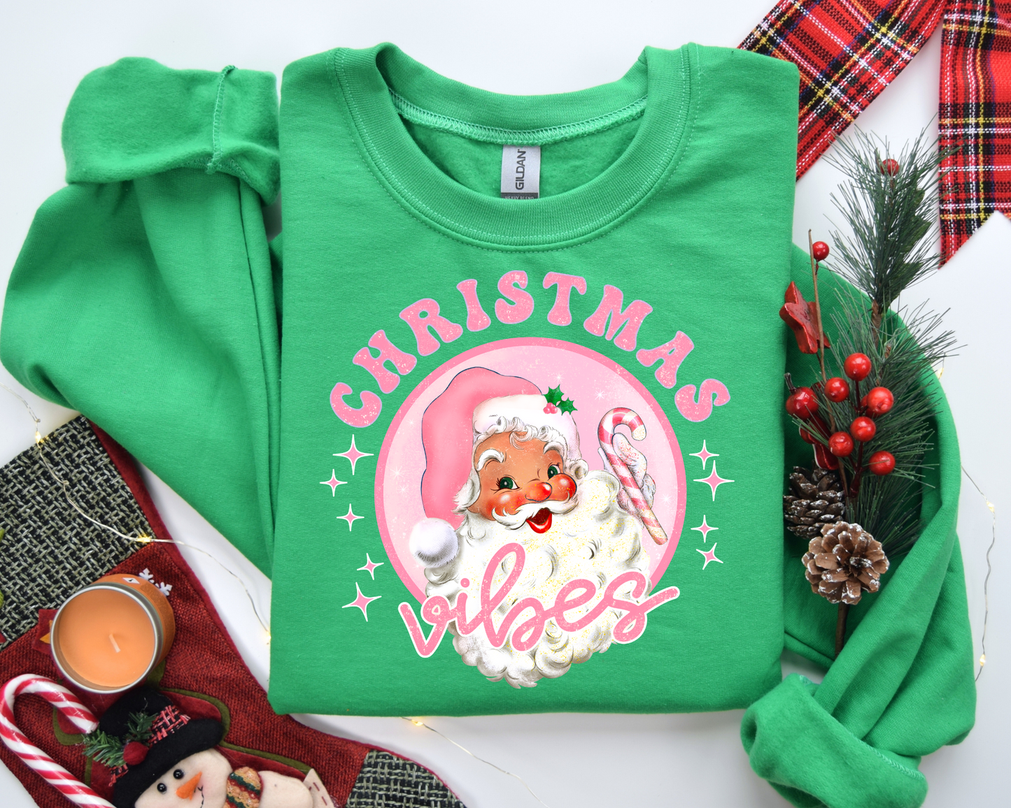 Christmas Vibes Santa Retro Christmas Sweatshirt – Perfect Holiday Gift for Christmas