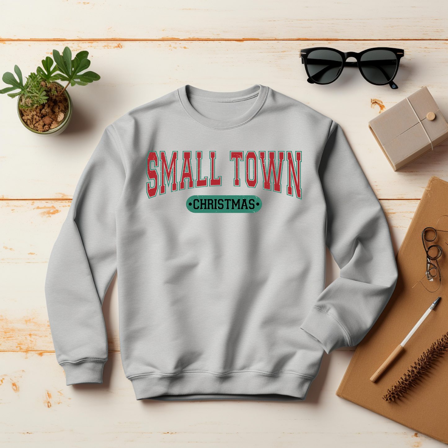 Small Town, Christmas Sweatshirt – Christmas Vibes Gift