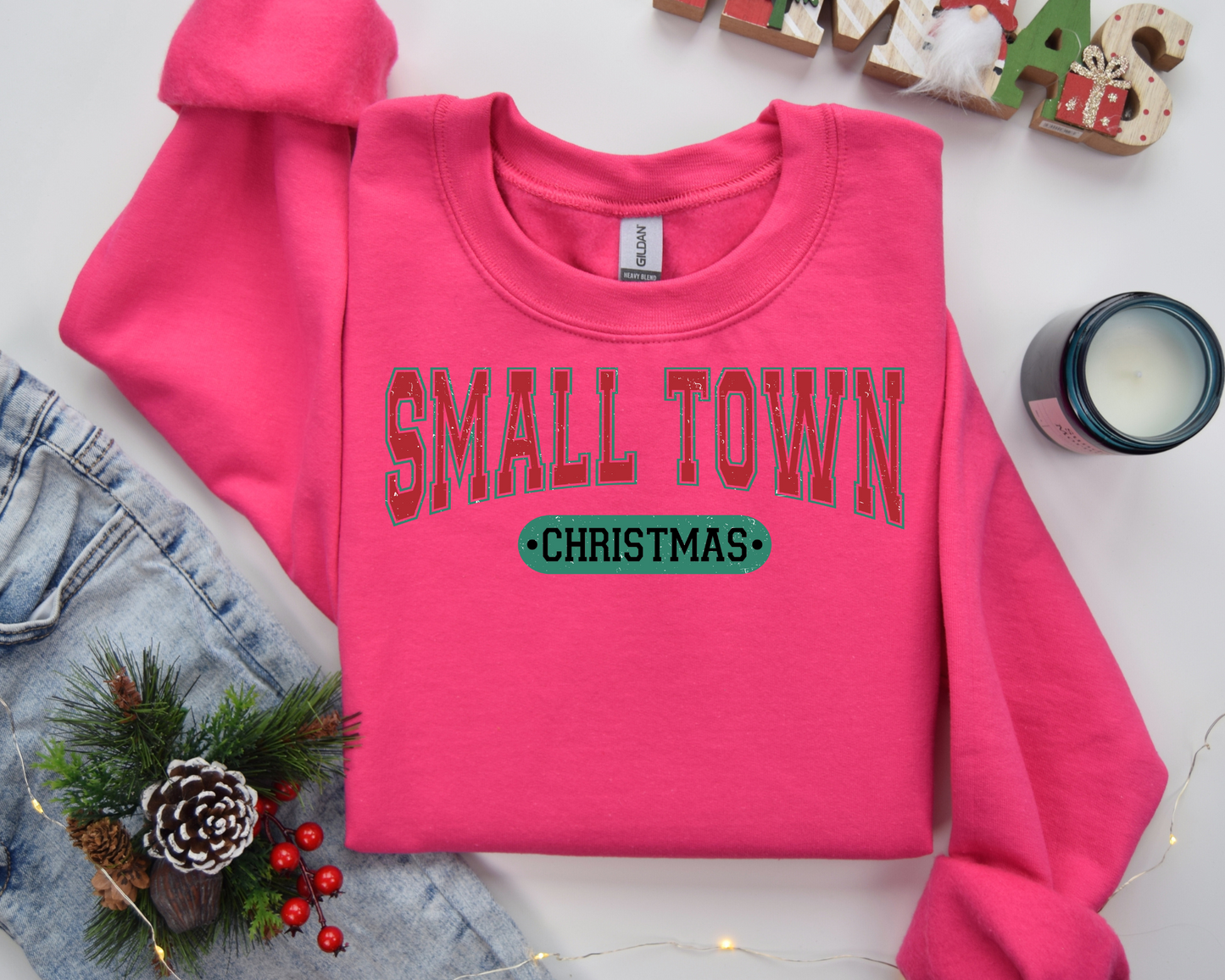 Small Town, Christmas Sweatshirt – Christmas Vibes Gift