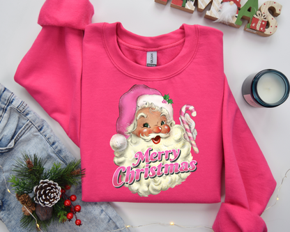 Pink Santa Retro Merry Christmas Sweatshirt – Christmas Vibes Gift