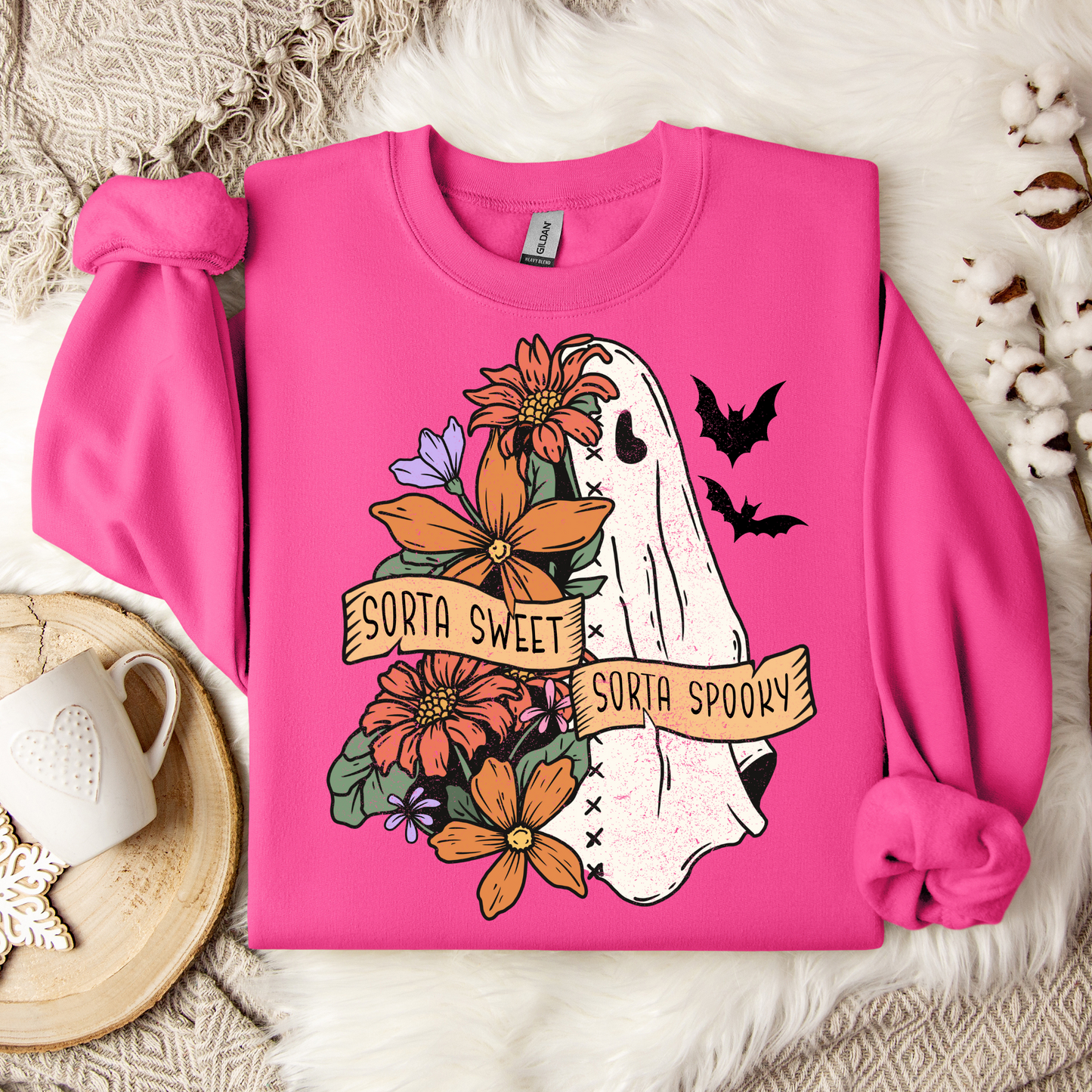 Coquette Bow Sweatshirt - Sorta Sweet Sorta Spooky Halloween Top