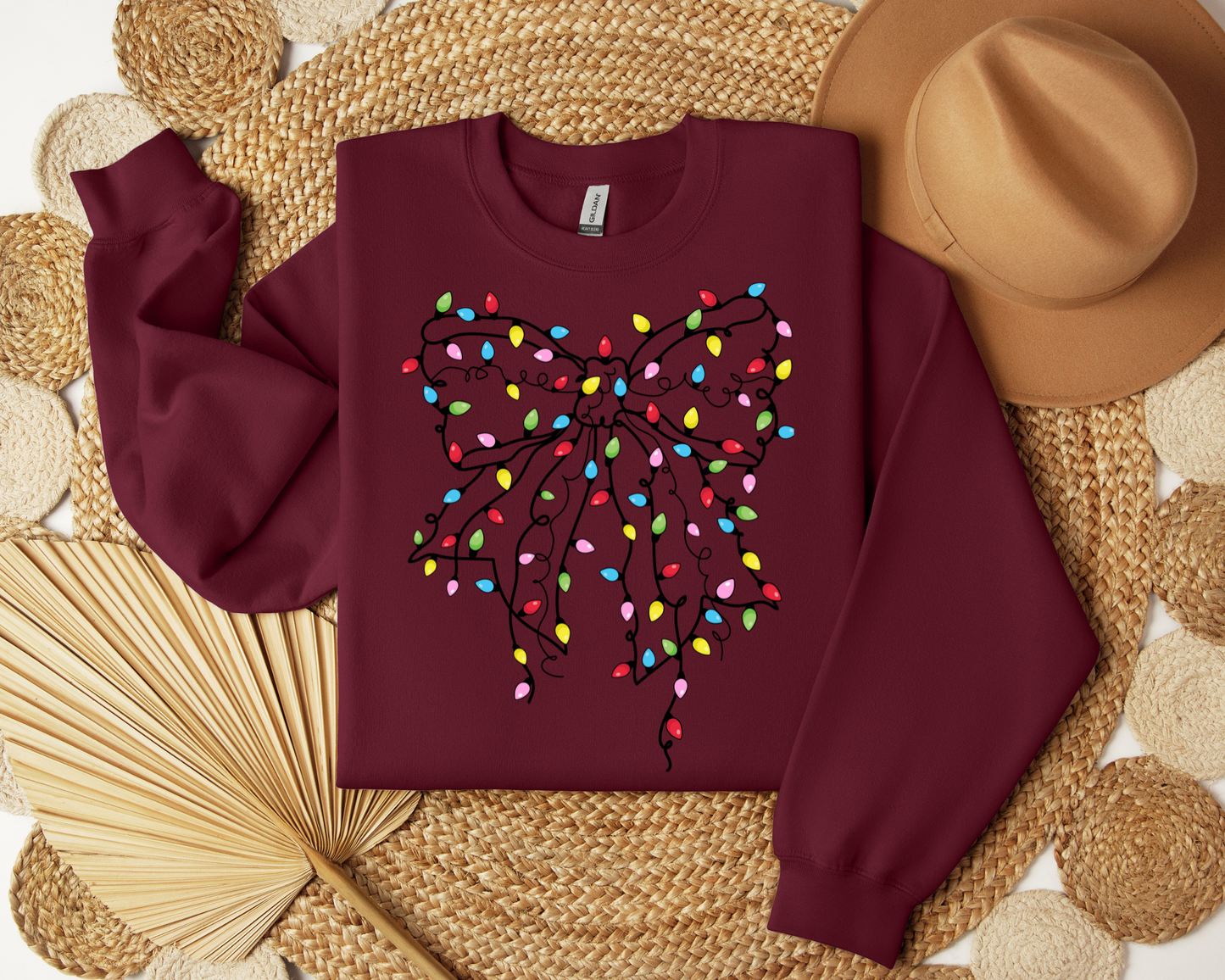 Christmas Light Bow Sweatshirt – Christmas Vibes Gift