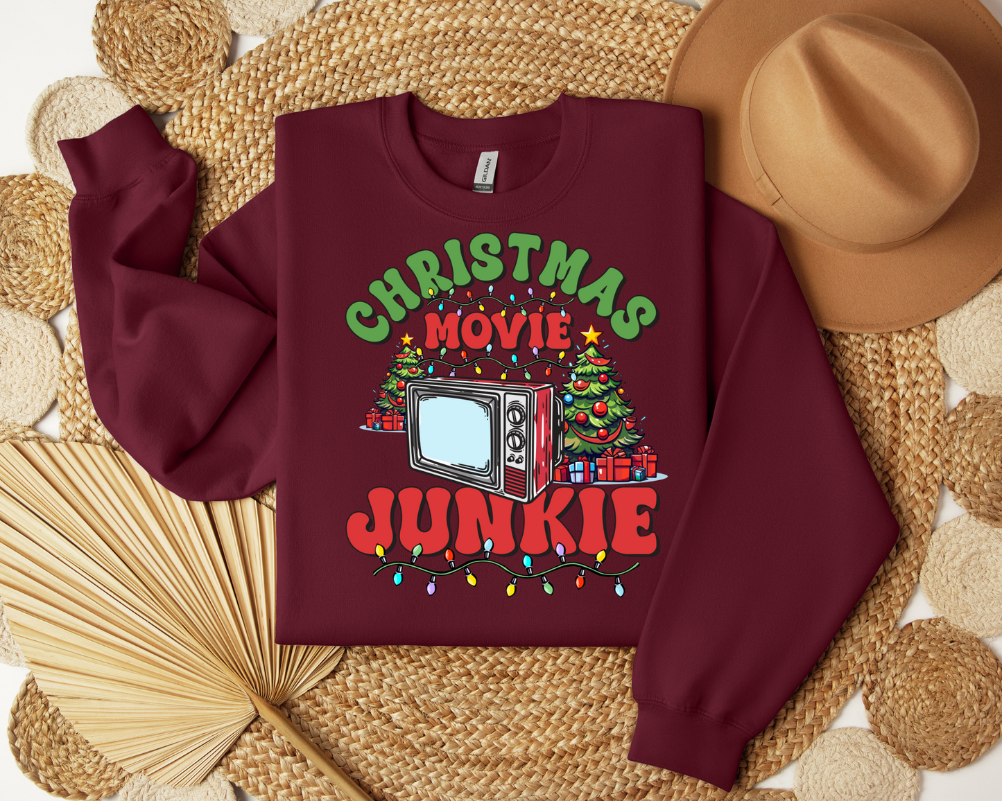 Christmas Movie Junkie Sweatshirt – Christmas Vibes Gift