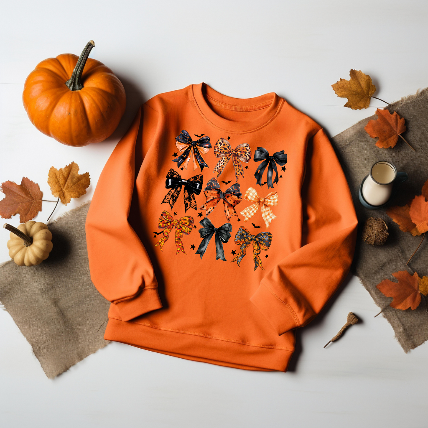 Retro Halloween Coquette Bow Sweatshirt - Cozy Autumn Halloween Vibes Gift - Spooky Season Graphic Sweatshirt