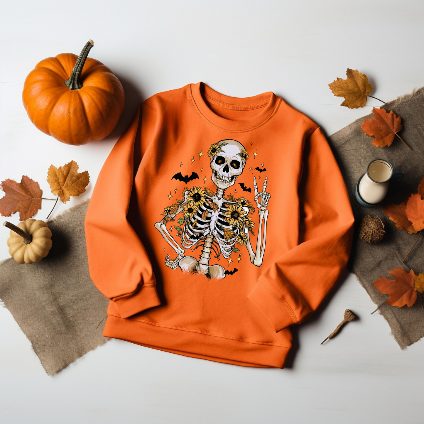 Skeleton Halloween Sweatshirt - Cozy Autumn Halloween Vibes Gift - Spooky Season Graphic Sweatshirt - Halloween Party Outfit