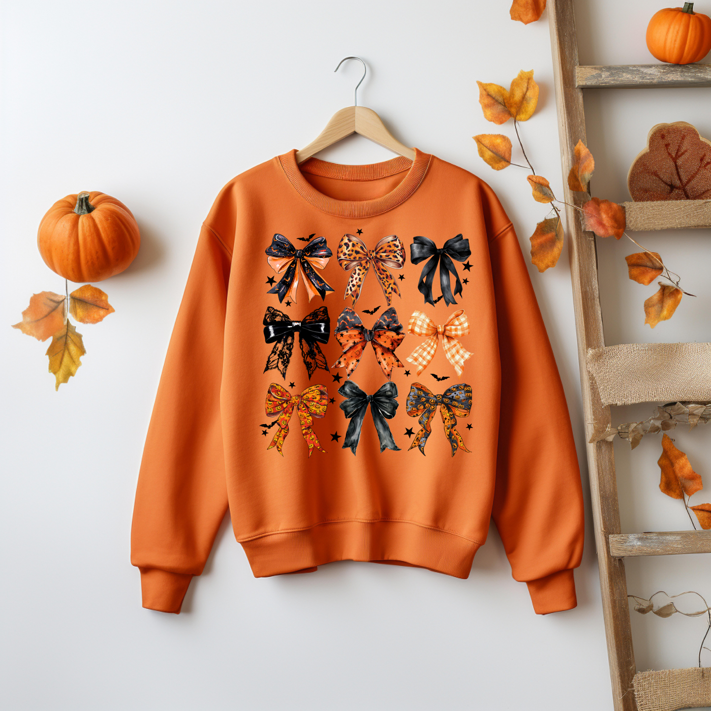 Retro Halloween Coquette Bow Sweatshirt - Cozy Autumn Halloween Vibes Gift