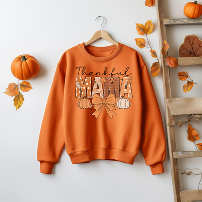 Thankful Mama Sweatshirt - Cozy Fall Apparel, Thanksgiving Shirt