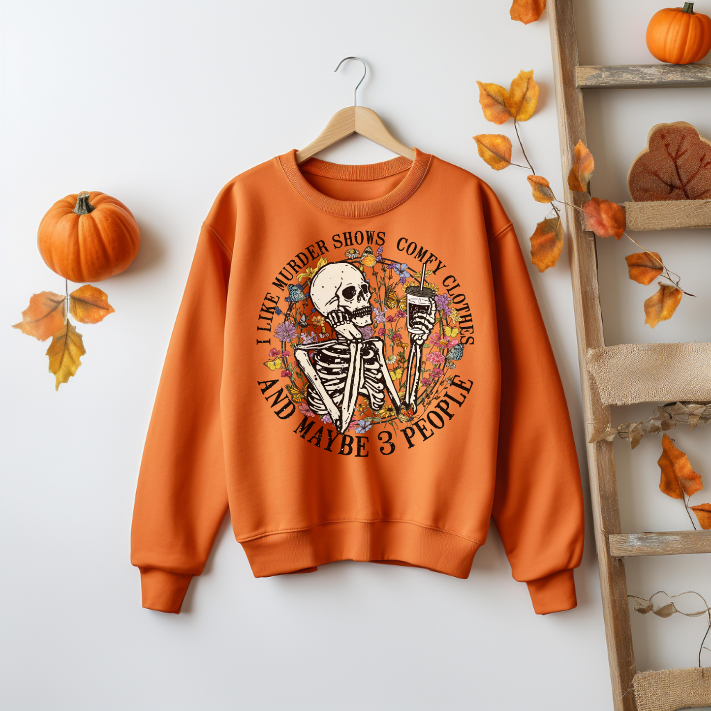 Skeleton Halloween Sweatshirt - Cozy Autumn Halloween Vibes Gift - Spooky Season Graphic Sweatshirt - Halloween Party Outfit