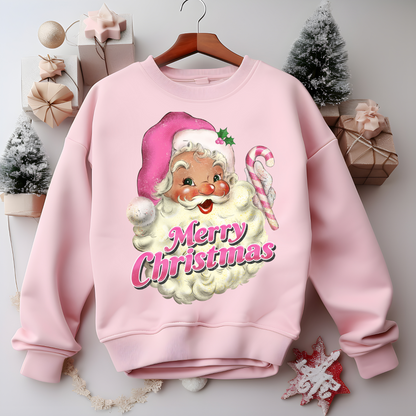 Pink Santa Retro Merry Christmas Sweatshirt – Christmas Vibes Gift