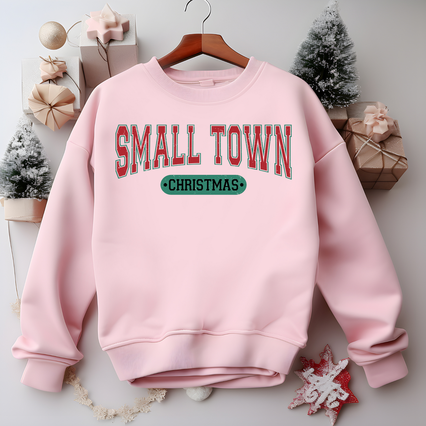 Small Town, Christmas Sweatshirt – Christmas Vibes Gift